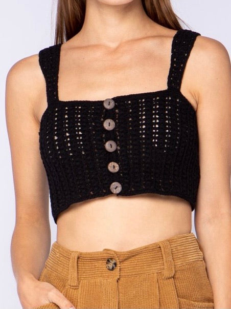Black Crochet Crop Top