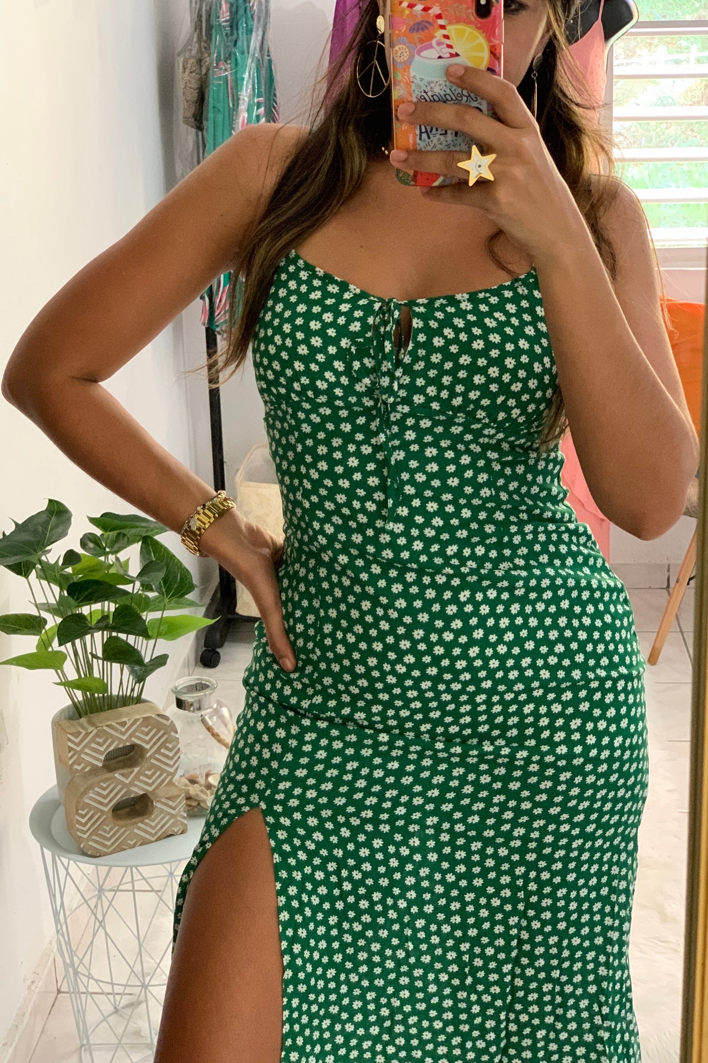 Green Floral Midi Dress