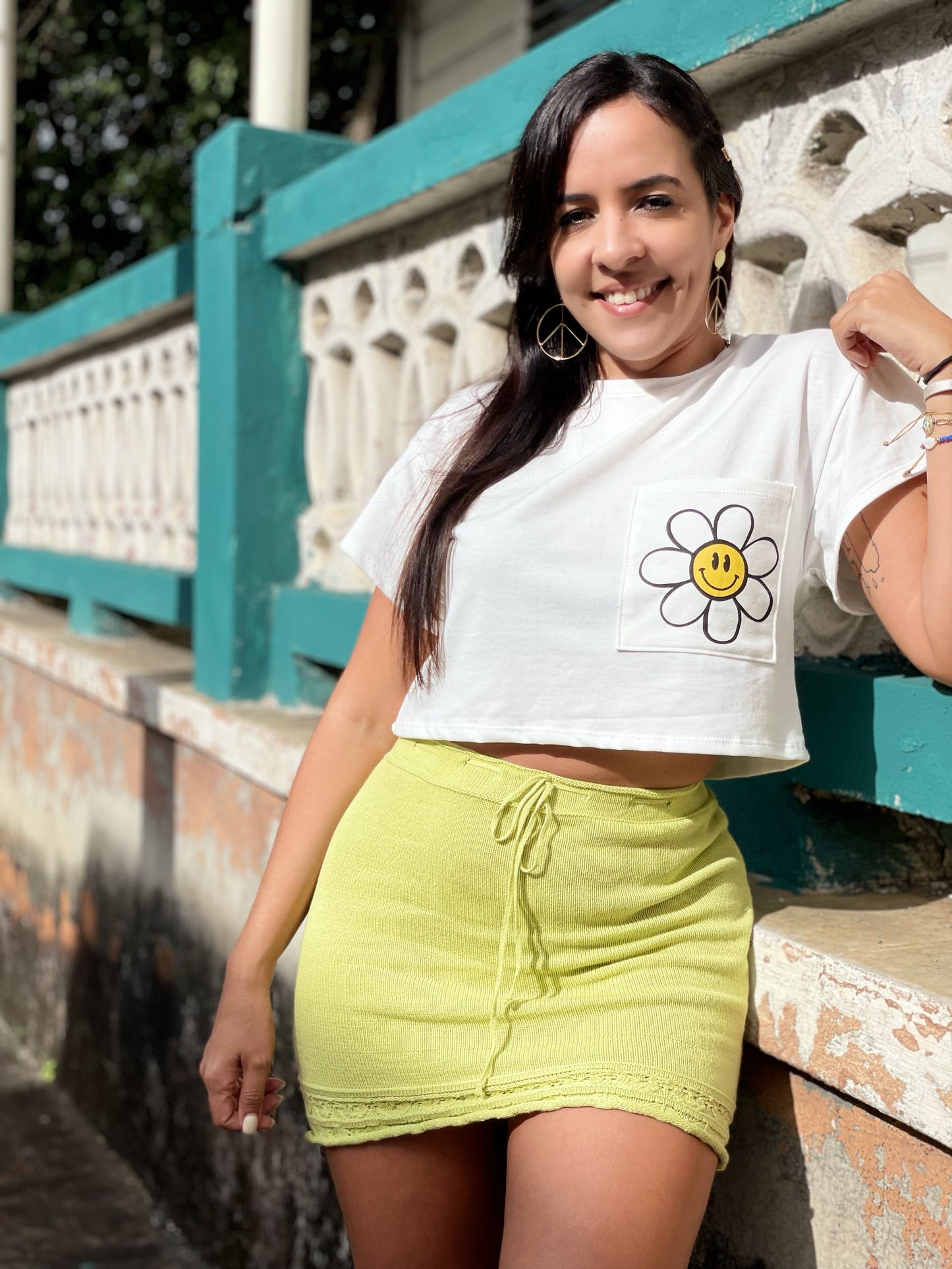 Lime Crochet Mini Skirt