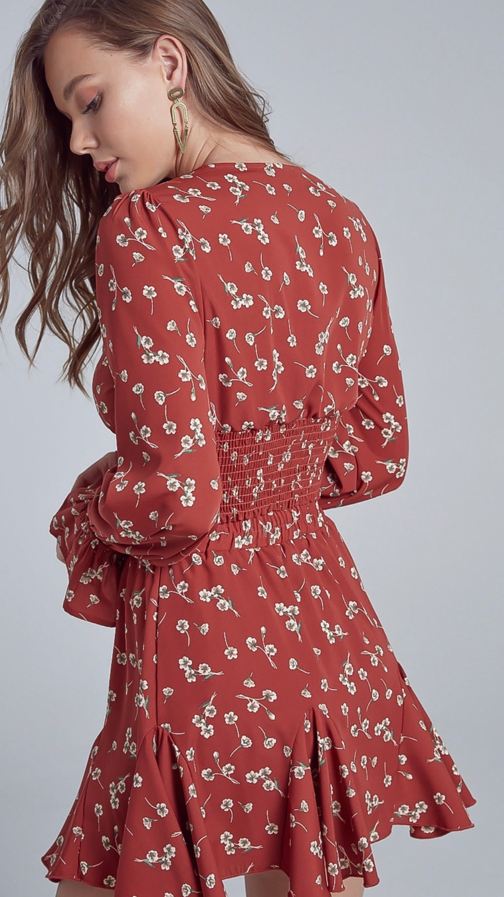 Terracota Floral Mini Skirt