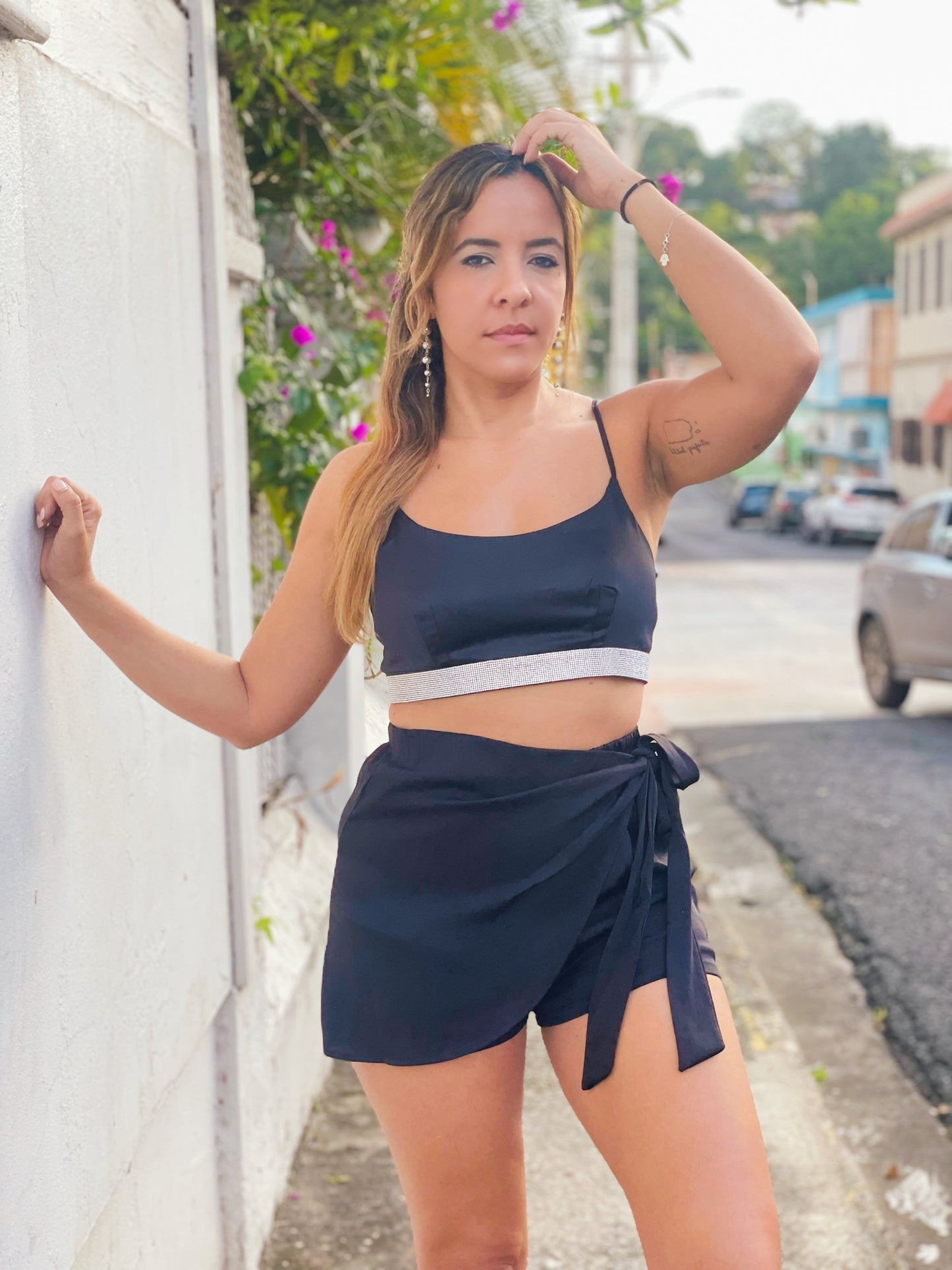 Black and Silver Crop Top