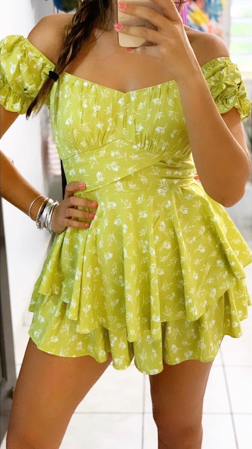 Lime Flower Romper