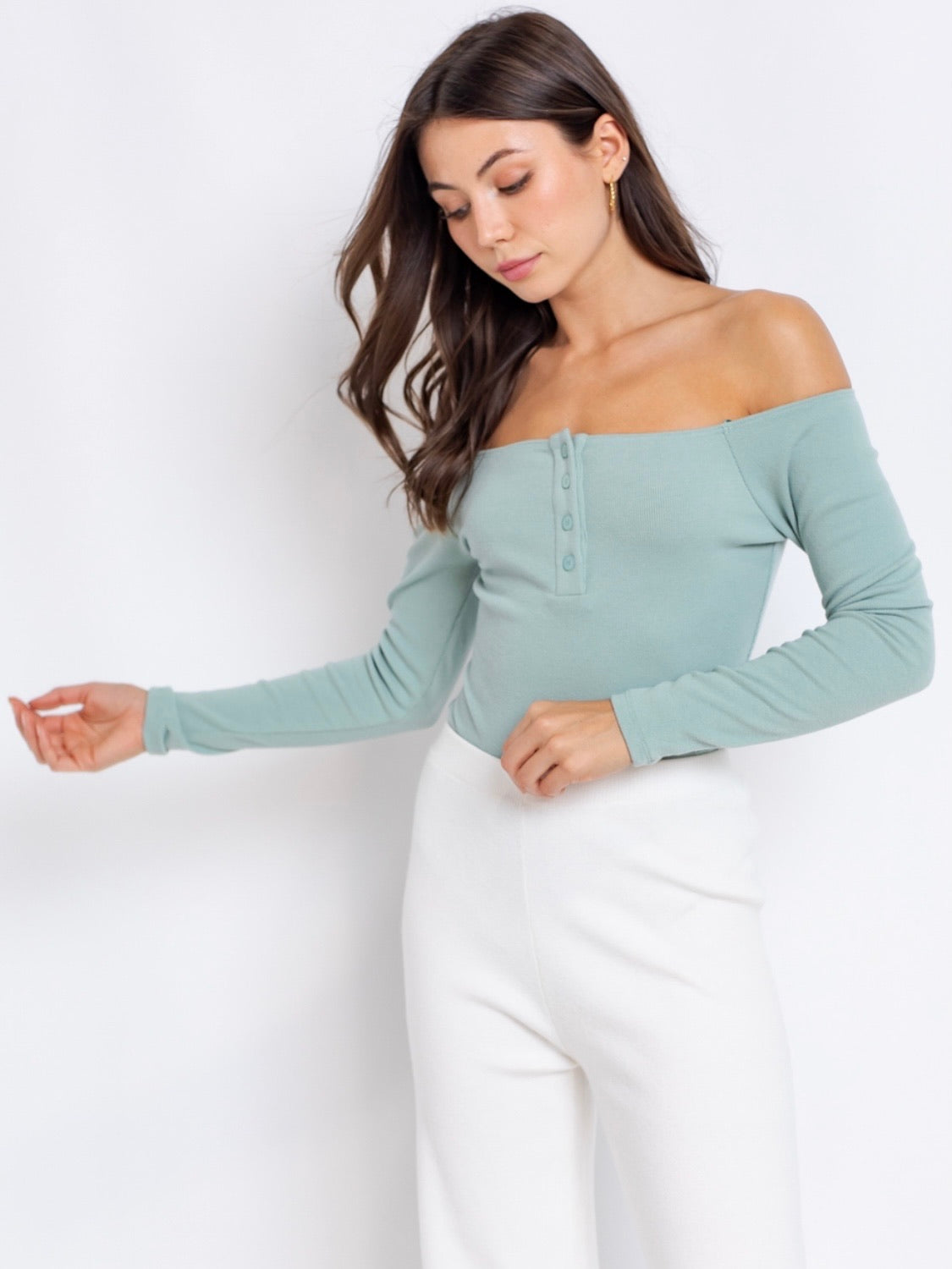 Sage Off Shoulder Bodysuit