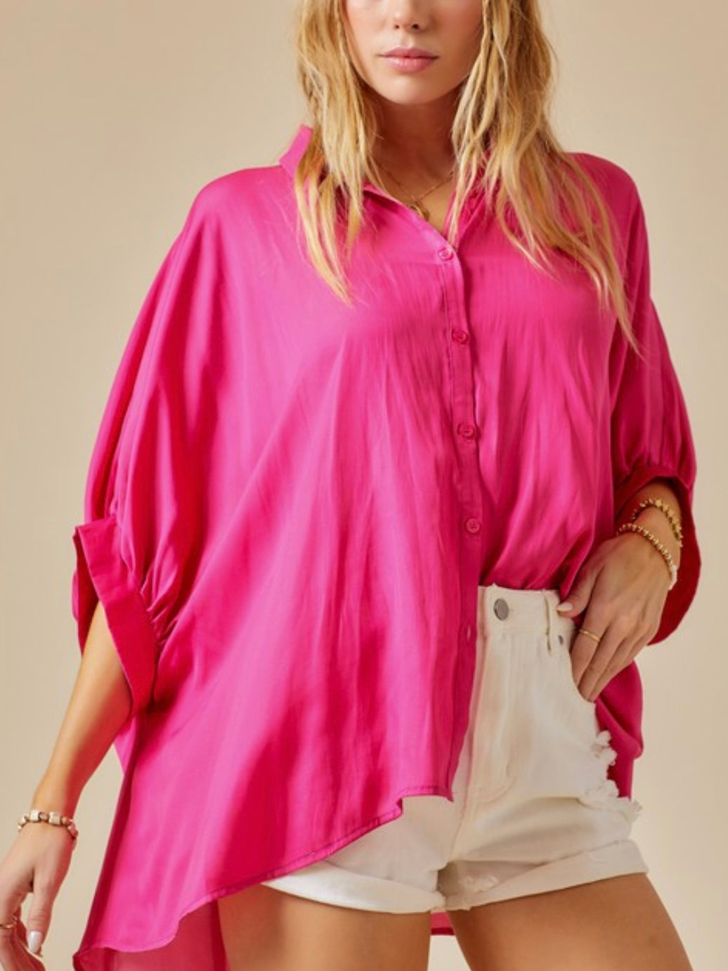 Hot Pink Satin Top
