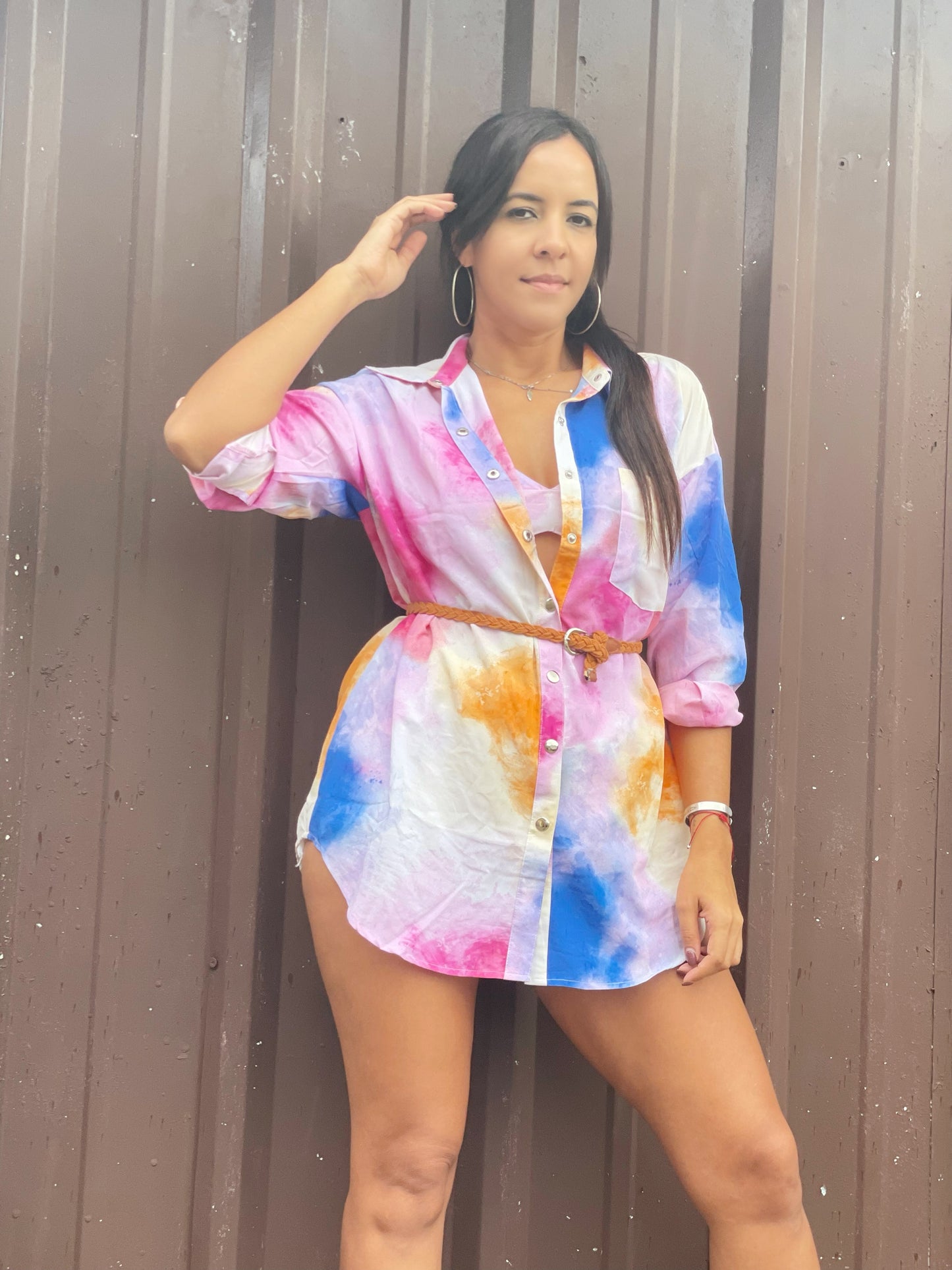 Multi Color Trap Top and T-Shirt Dress