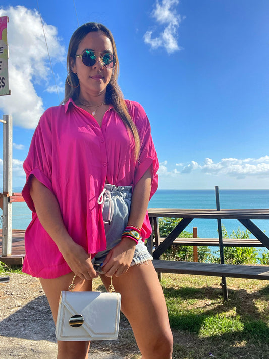 Hot Pink Satin Top