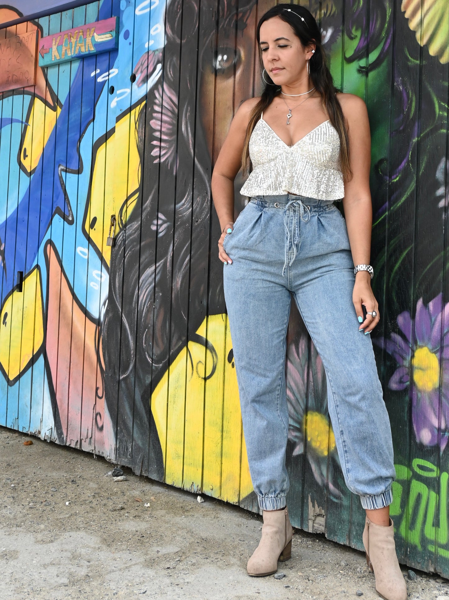 Denim Paper Bag Jogger