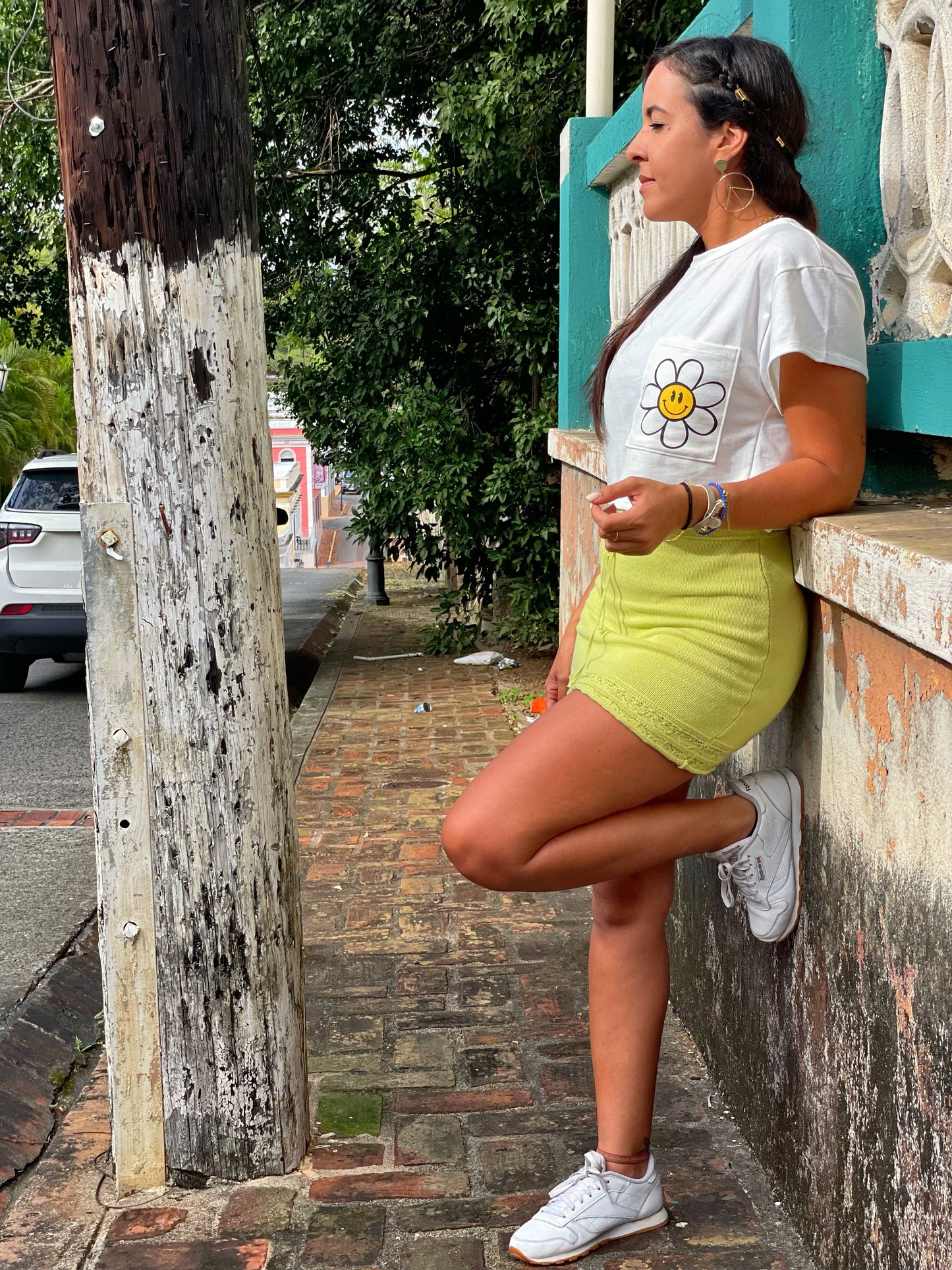 Lime Crochet Mini Skirt